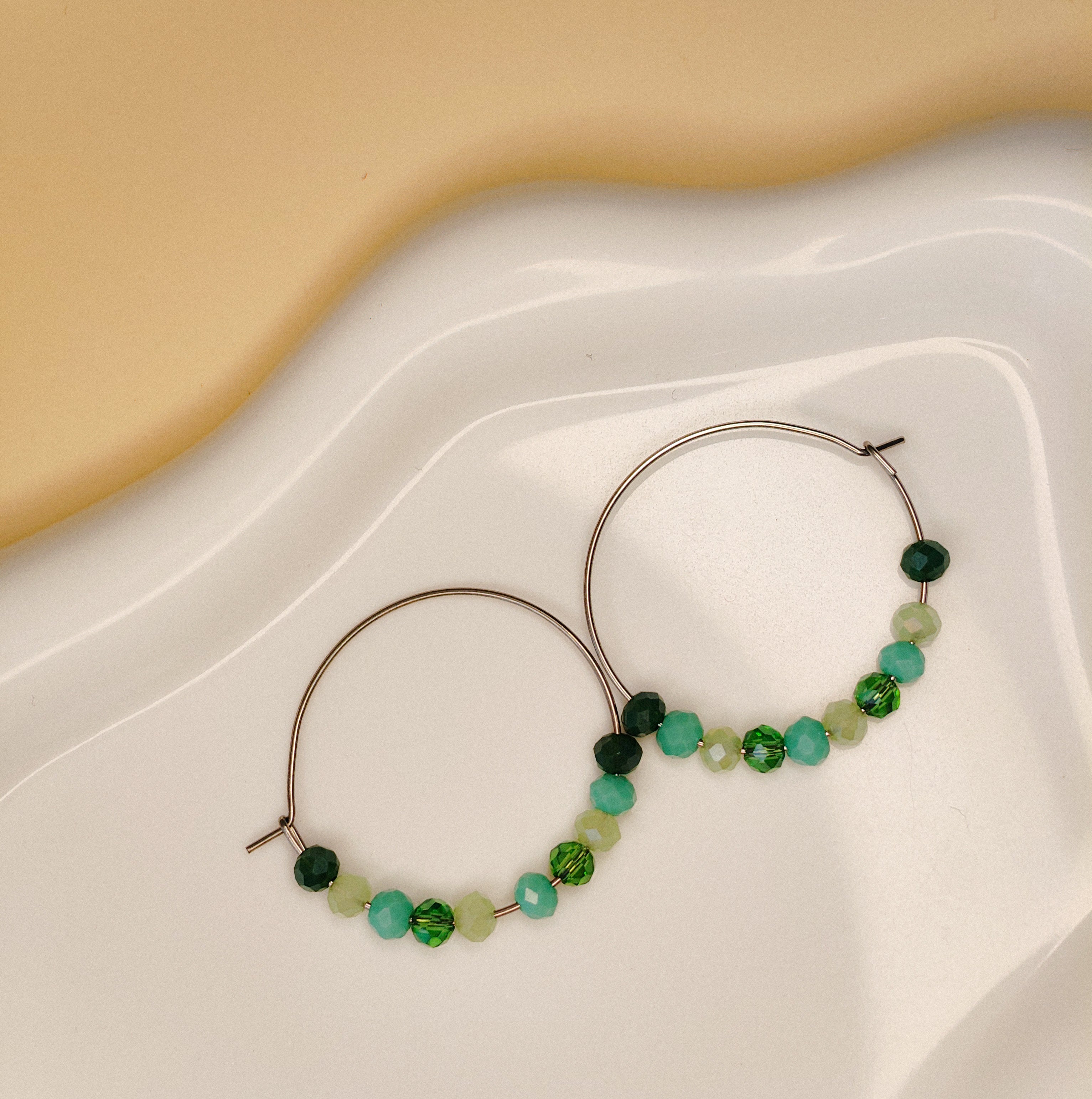 Golden Thread - Beaded Curve - Earrings