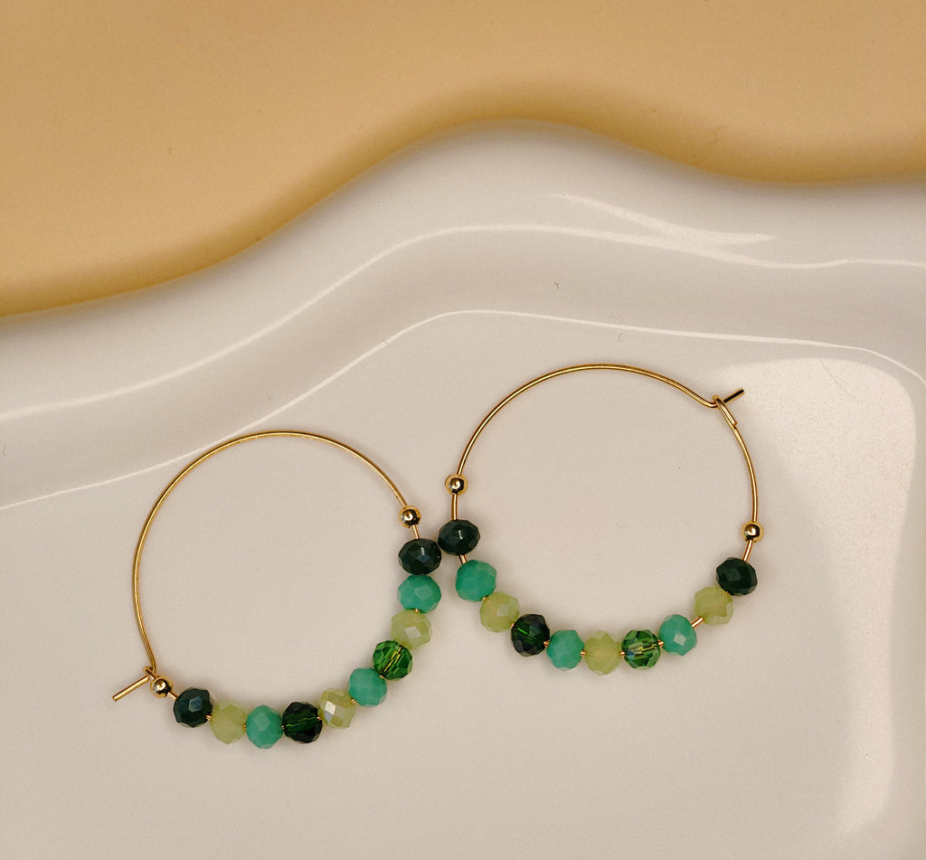 Golden Thread - Beaded Curve - Earrings