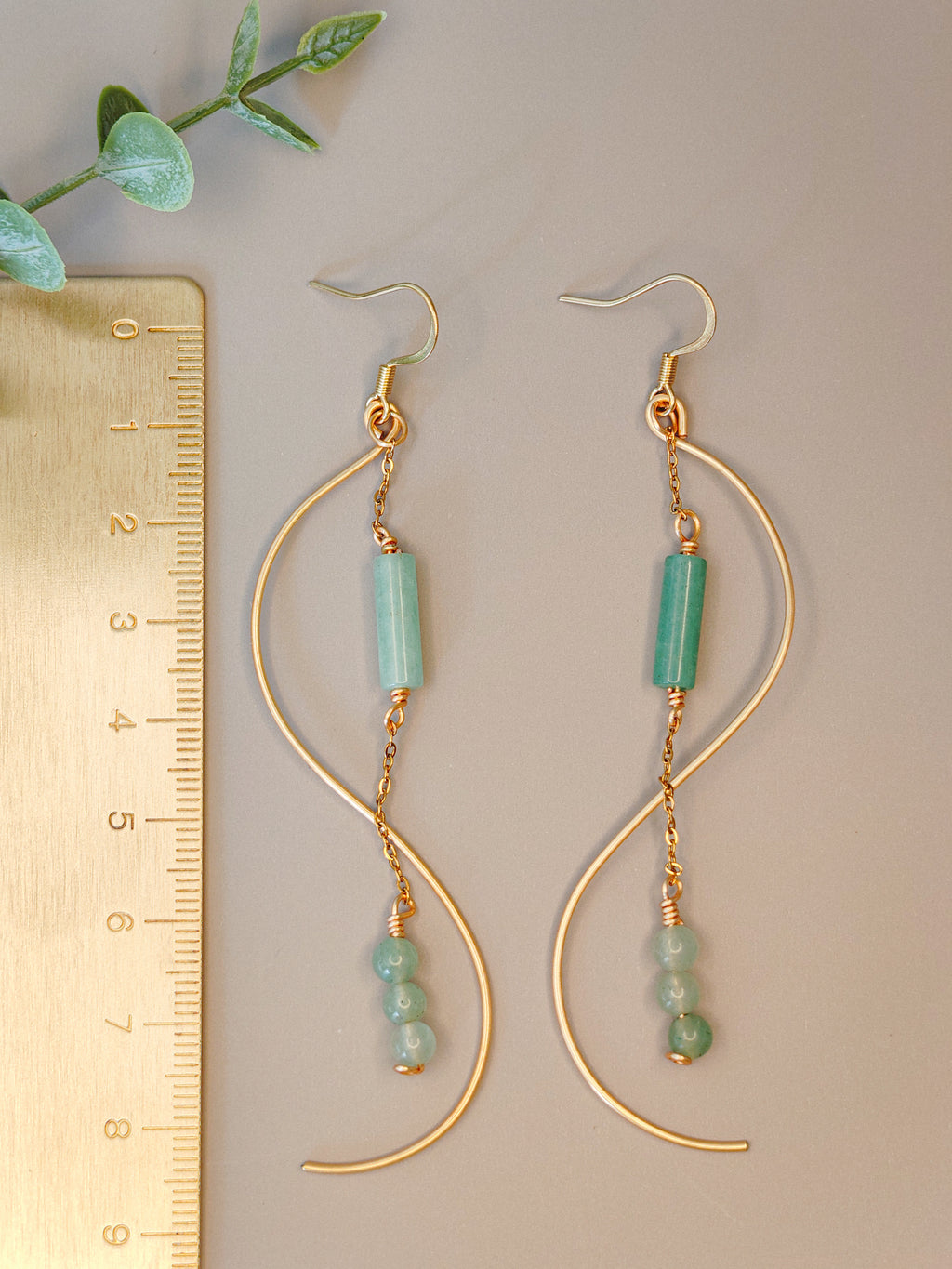 Golden Thread - Wave - Light Green - Earrings