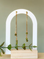 Golden Thread - Double Dangle - Green - Earrings