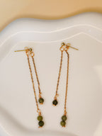 Golden Thread - Double Dangle - Green - Earrings