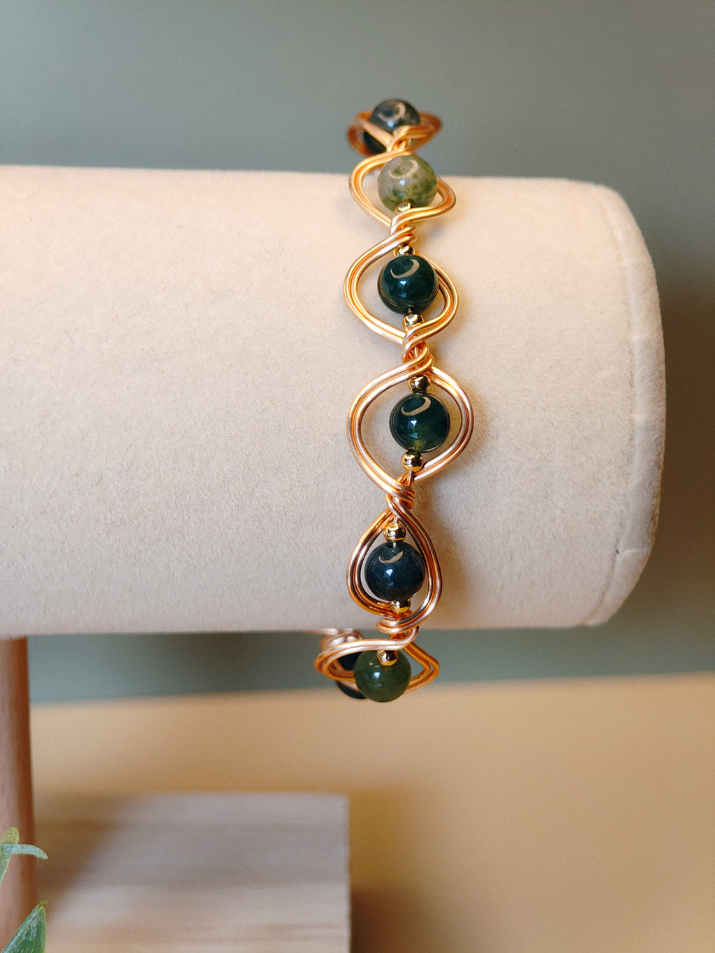 Golden Thread – Double Wave – Dark Green - Bracelet