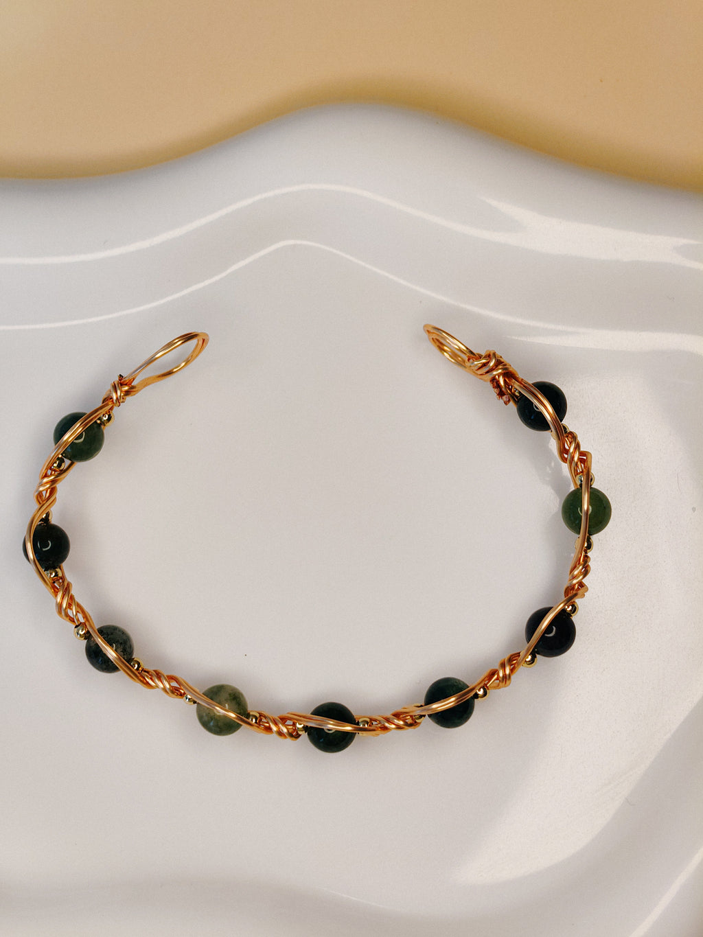 Golden Thread – Double Wave – Dark Green - Bracelet