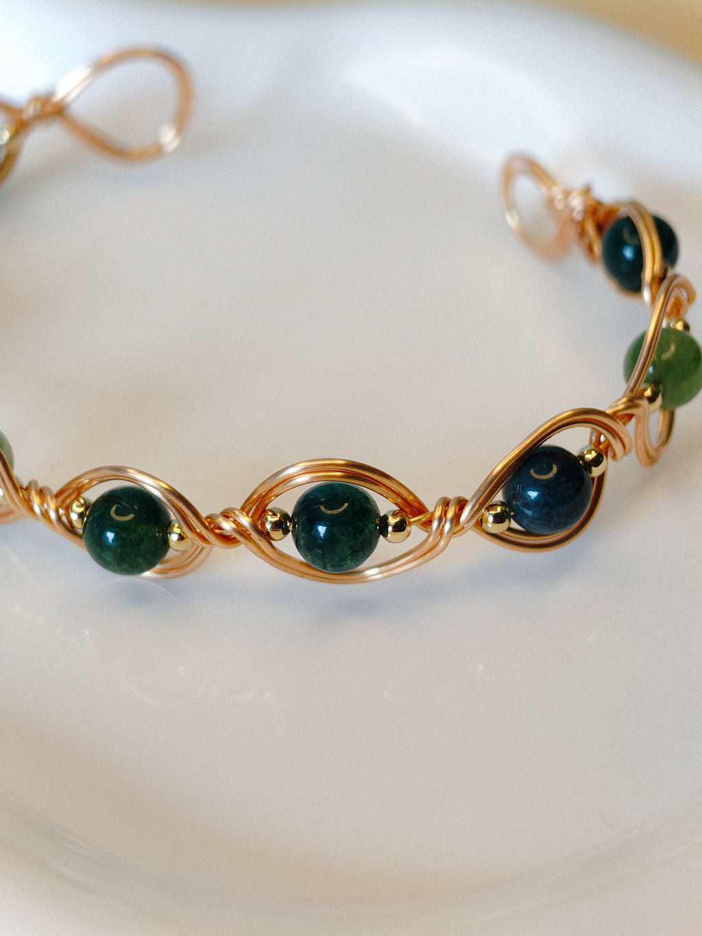 Golden Thread – Double Wave – Dark Green - Bracelet