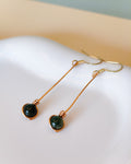 Golden Thread - Drop - Dark Green - Earrings