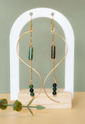 Golden Thread - Wave - Dark green - Earrings