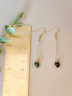 Golden Thread - Drop - Dark Green - Earrings