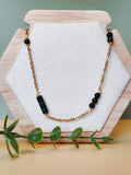 Golden Thread - Cluster - Dark Green - Necklace