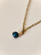 Golden Thread - Drop - Dark Green - Necklace