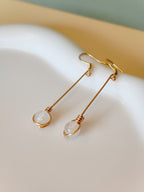 Golden Thread - Drop - White - Earrings