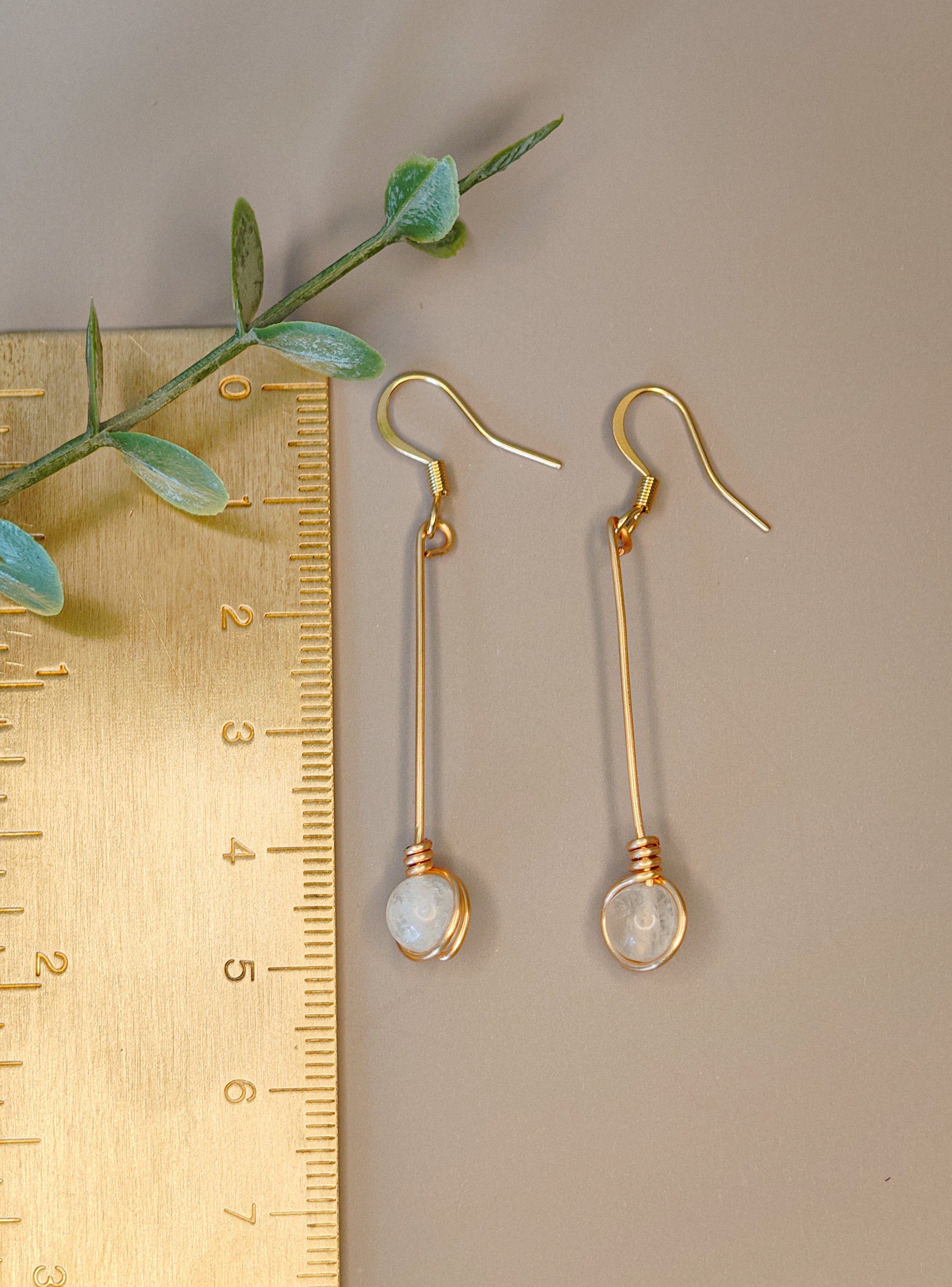 Golden Thread - Drop - White - Earrings